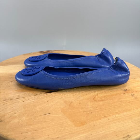 Tory Burch Minnie Travel Ballet Flats Womens Size 9.5 M Shoes Blue Leather - Picture 3 of 10